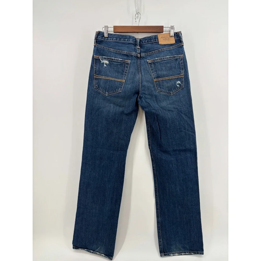Abercrombie & Fitch Mens Blue Classic Straight Distressed Jeans 30x31 Vintage